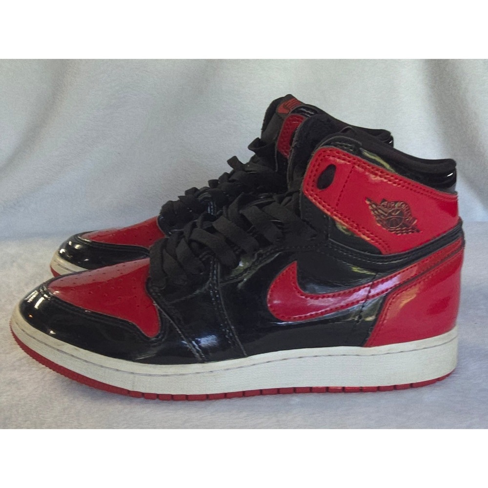 Air Jordan 1 Retro High OG Patent Bred Black Red 575441-063 Womens 8 / 6.5Y